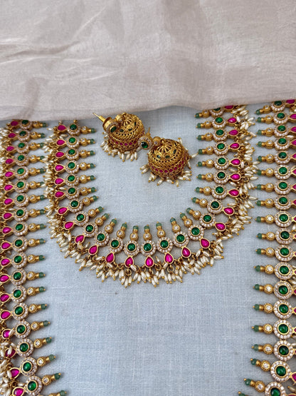 Luxurious Jadau Kundan Bridal Necklace Set 0987 - Mahilas