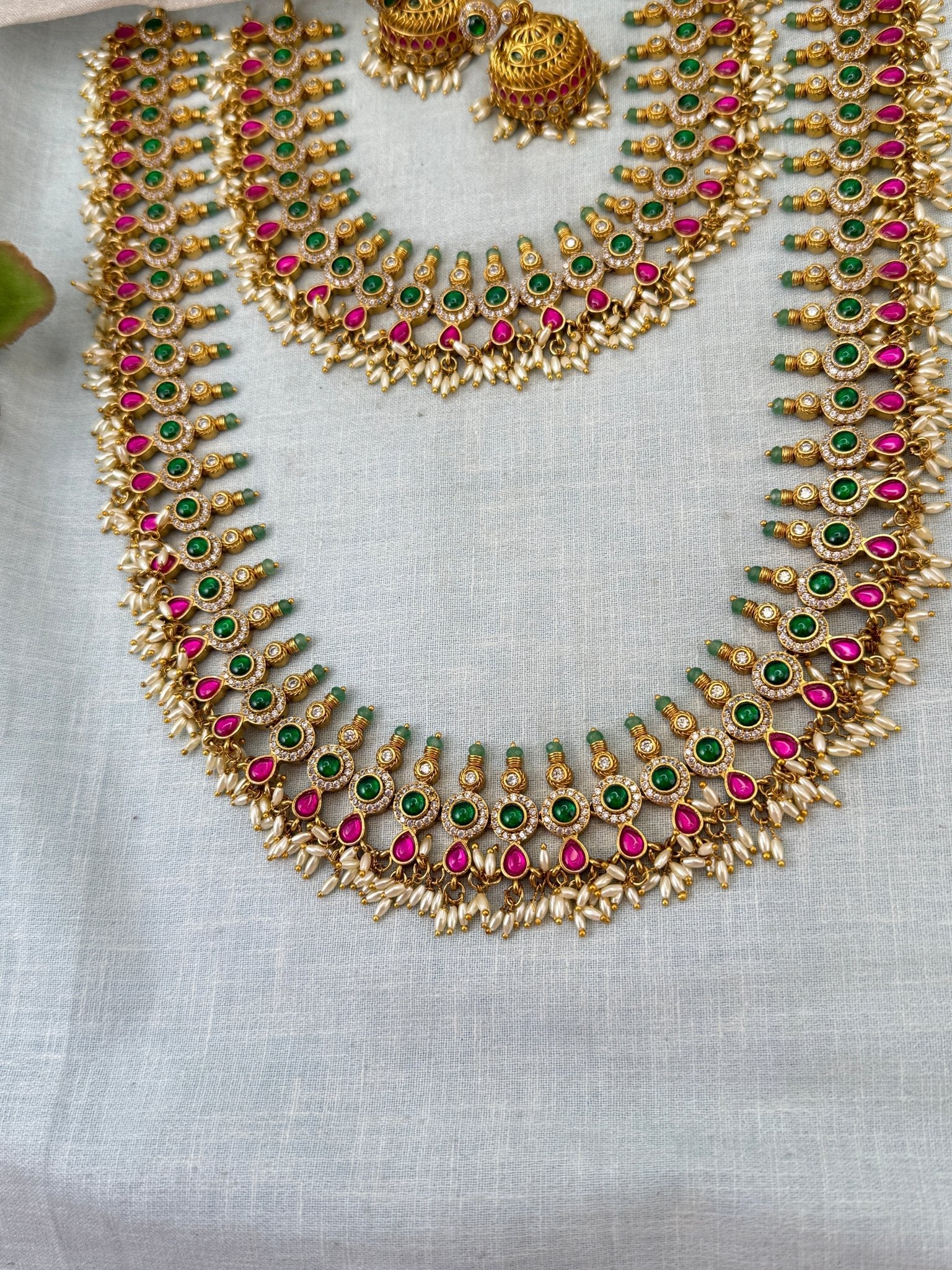 Luxurious Jadau Kundan Bridal Necklace Set 0987 - Mahilas
