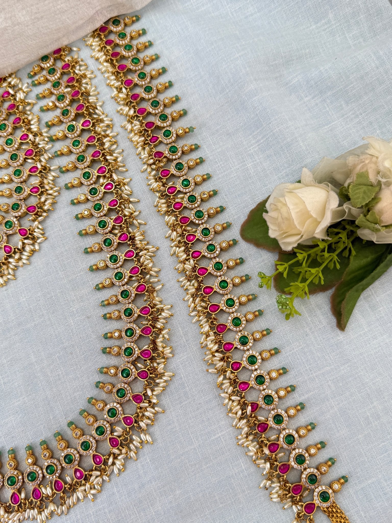 Luxurious Jadau Kundan Bridal Necklace Set 0987 - Mahilas