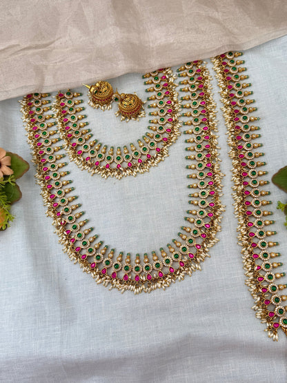 Luxurious Jadau Kundan Bridal Necklace Set 0987 - Mahilas
