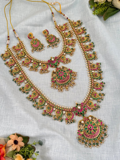 Luxurious Jadau Kundan Bridal Necklace Set 486 - Mahilas