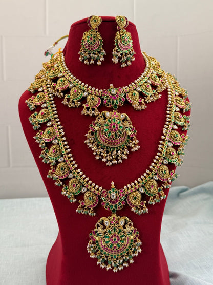 Luxurious Jadau Kundan Bridal Necklace Set 486 - Mahilas