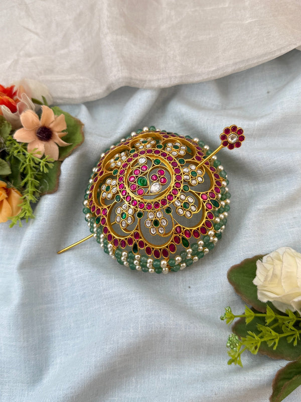 Luxurious Jadau Kundan Bun Cage Jadebille Kuppa 0127
