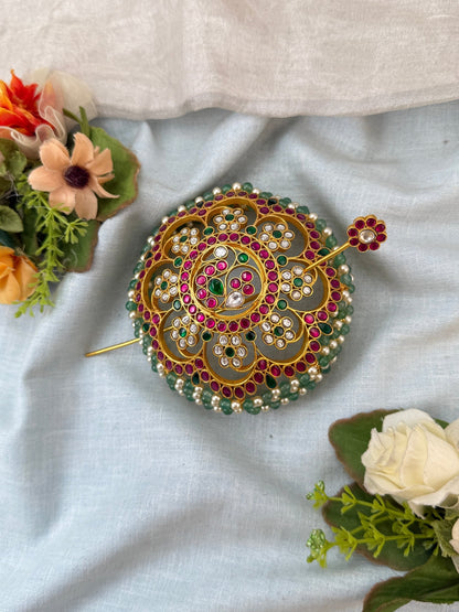 Luxurious Jadau Kundan Bun Cage Jadebille Kuppa 0127 - Mahilas