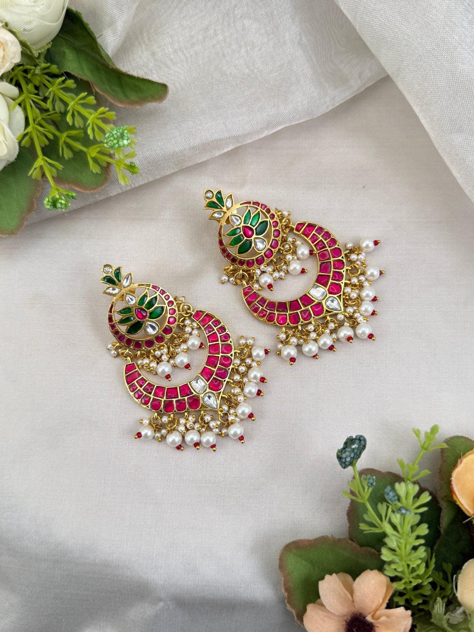Luxurious Jadau Kundan Chandbali Earrings 1218 - Mahilas