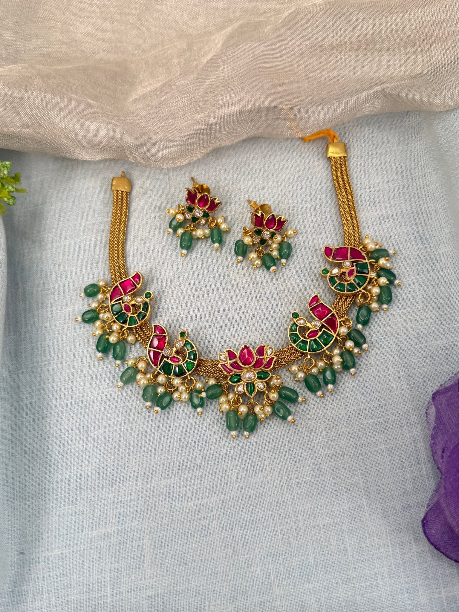Luxurious Jadau Kundan Choker Necklace Set 628 - Mahilas