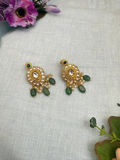 Luxurious Jadau Kundan Earrings Reversible Stud Earrings 1215 - Mahilas