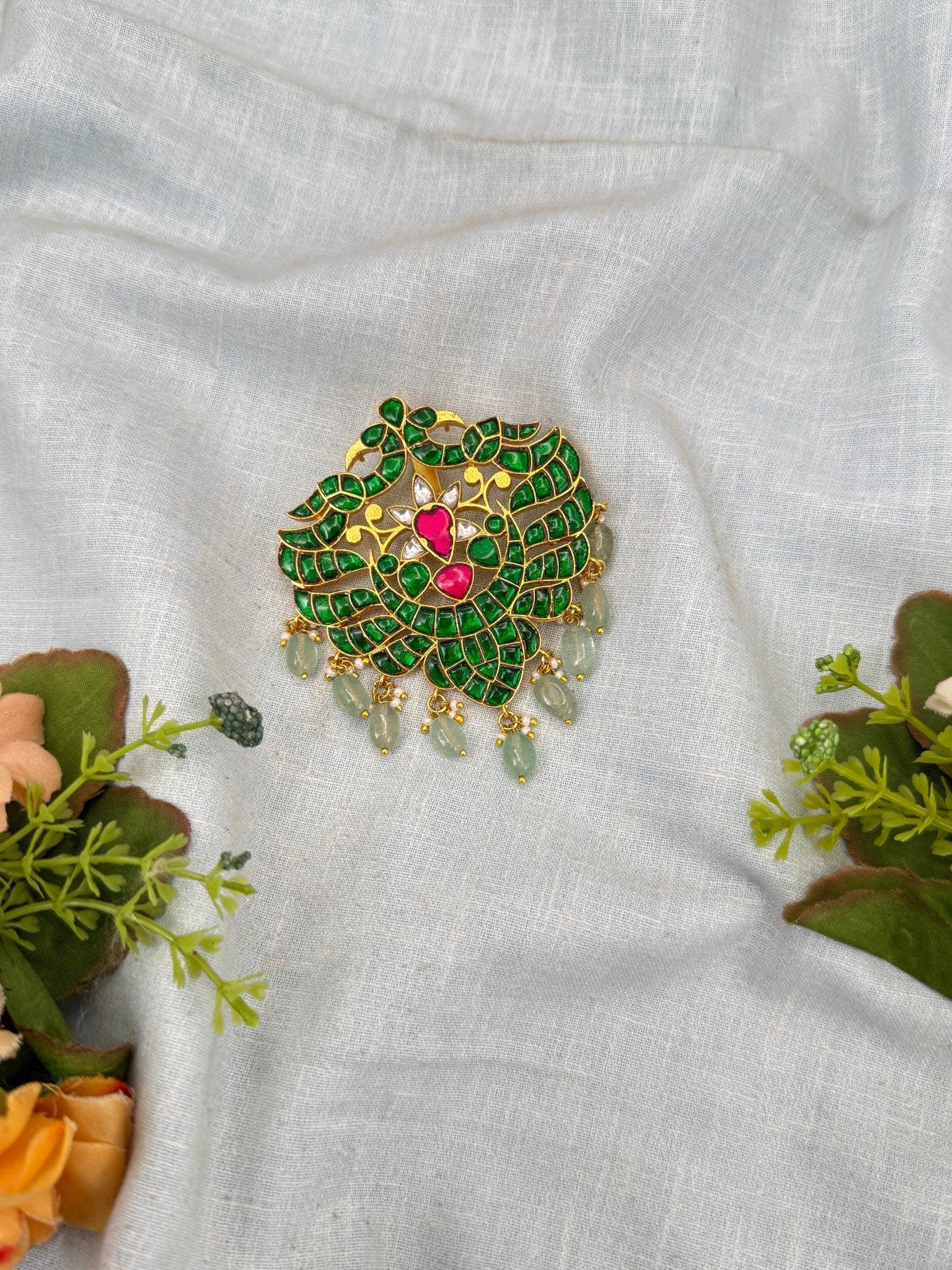 Luxurious Jadau Kundan Gandaberunda Pendant 215 - Mahilas