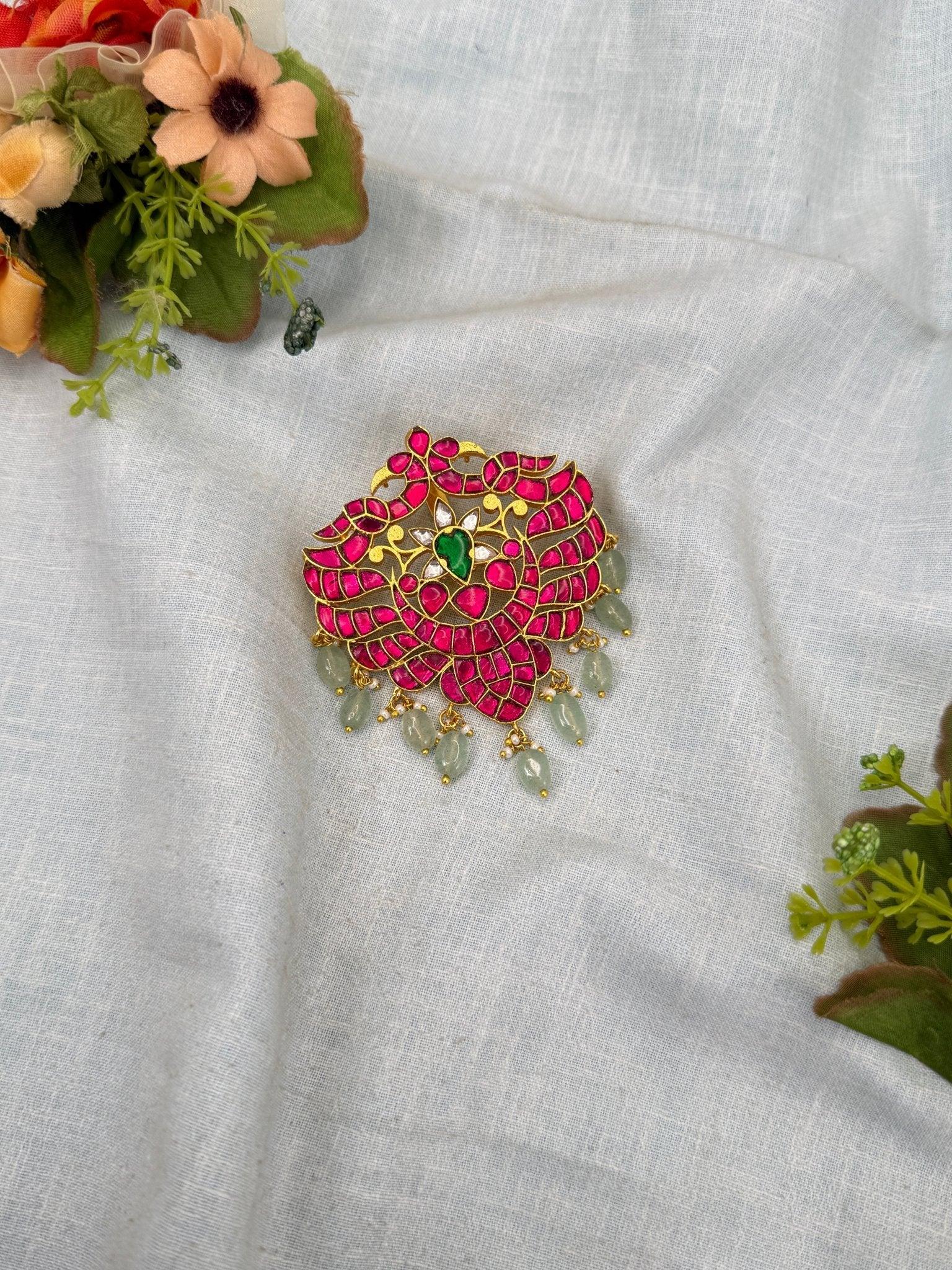 Luxurious Jadau Kundan Gandaberunda Pendant 216 - Mahilas