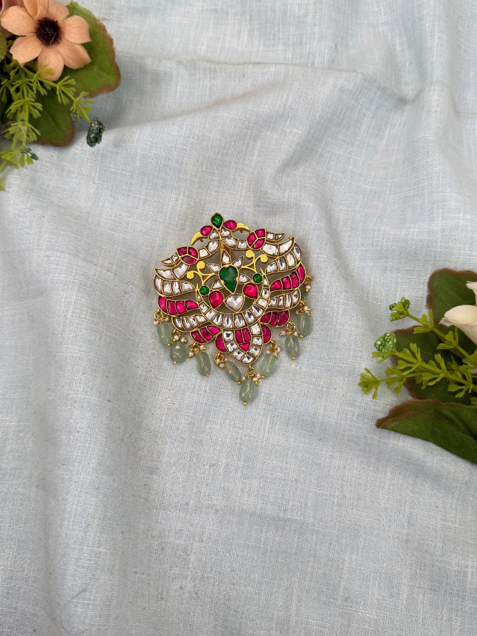 Luxurious Jadau Kundan Gandaberunda Pendant 217 - Mahilas