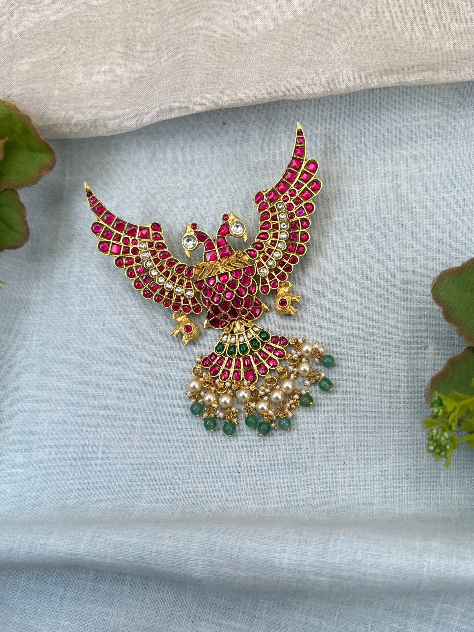Luxurious Jadau Kundan Gandaberunda Pendant 316 - Mahilas