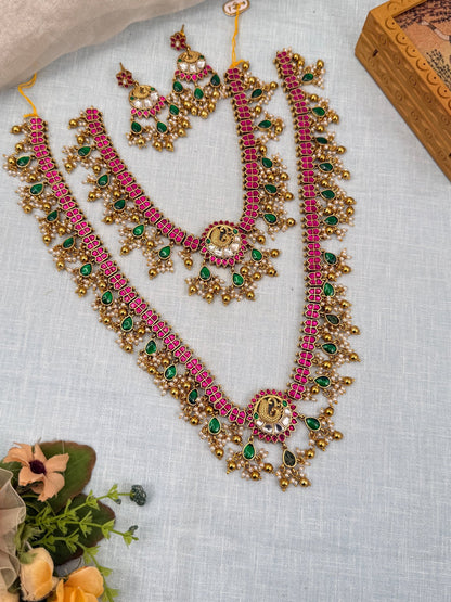 Luxurious Jadau Kundan Guttapusalu Bridal Necklace Set 561 - Mahilas