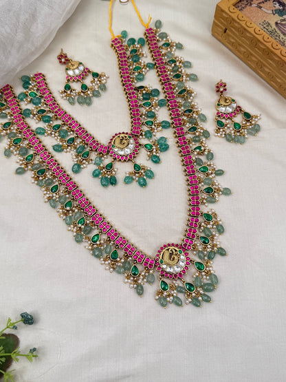 Luxurious Jadau Kundan Guttapusalu Bridal Necklace Set 562 - Mahilas