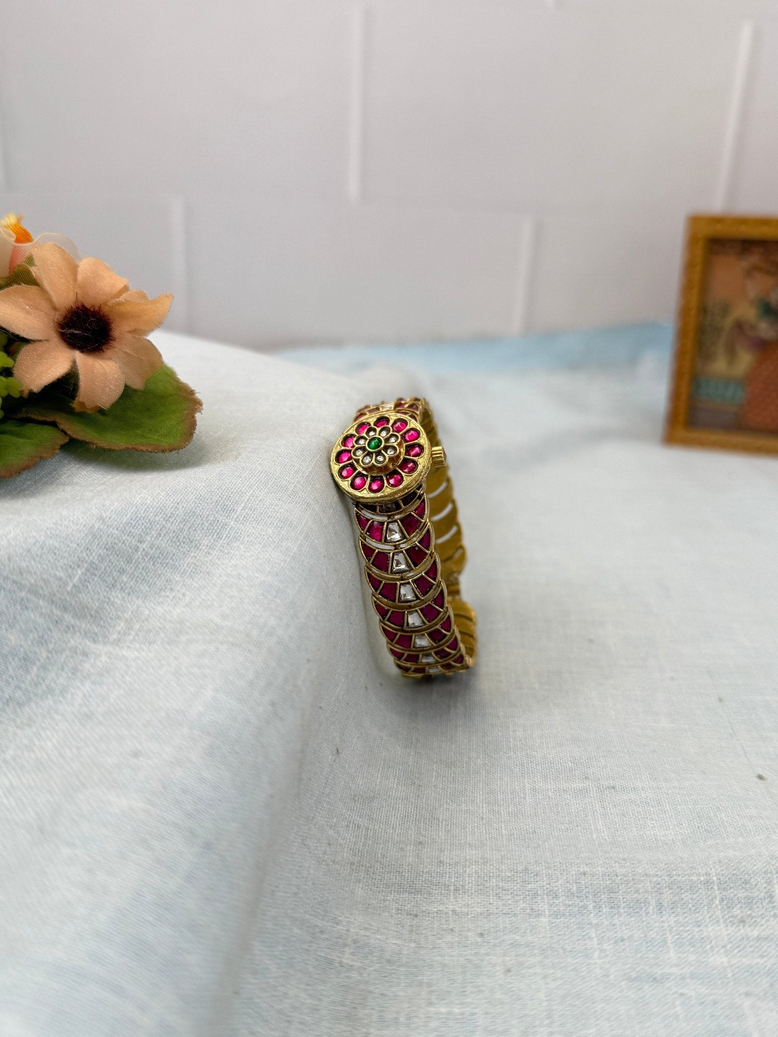 Luxurious Jadau Kundan Kada Openable Bangle 1169 - Mahilas