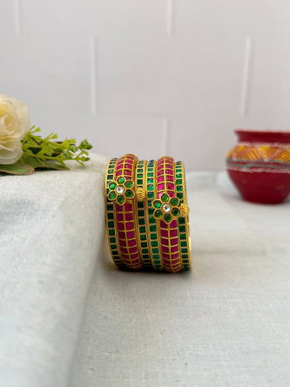 Luxurious Jadau Kundan Kada & Premium Jadau Bridal Bangle Set - 5313 - Mahilas