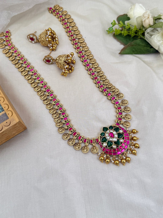 Luxurious Jadau Kundan Long Necklace Set 543 - Mahilas