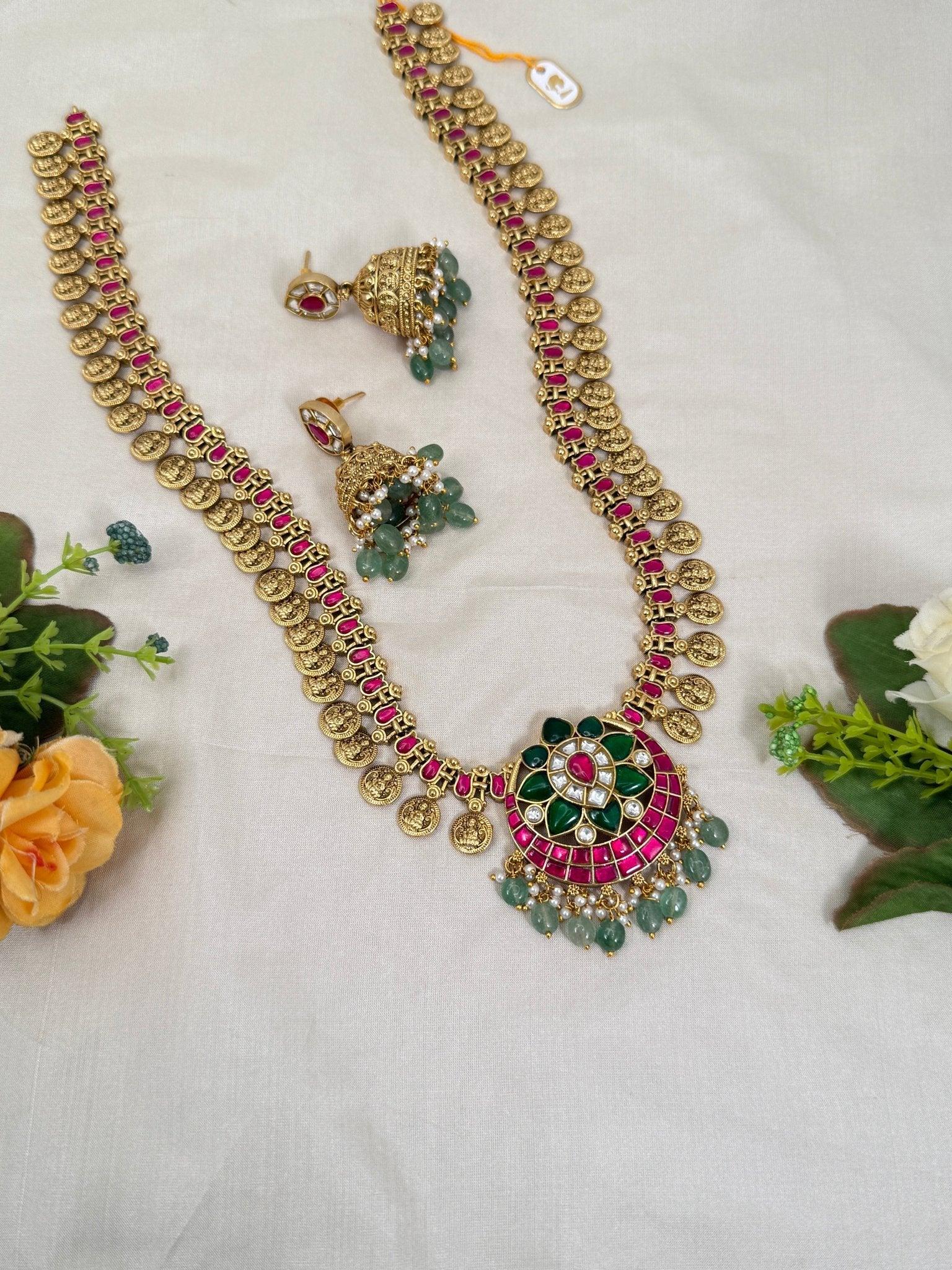 Luxurious Jadau Kundan Long Necklace Set 549 - Mahilas