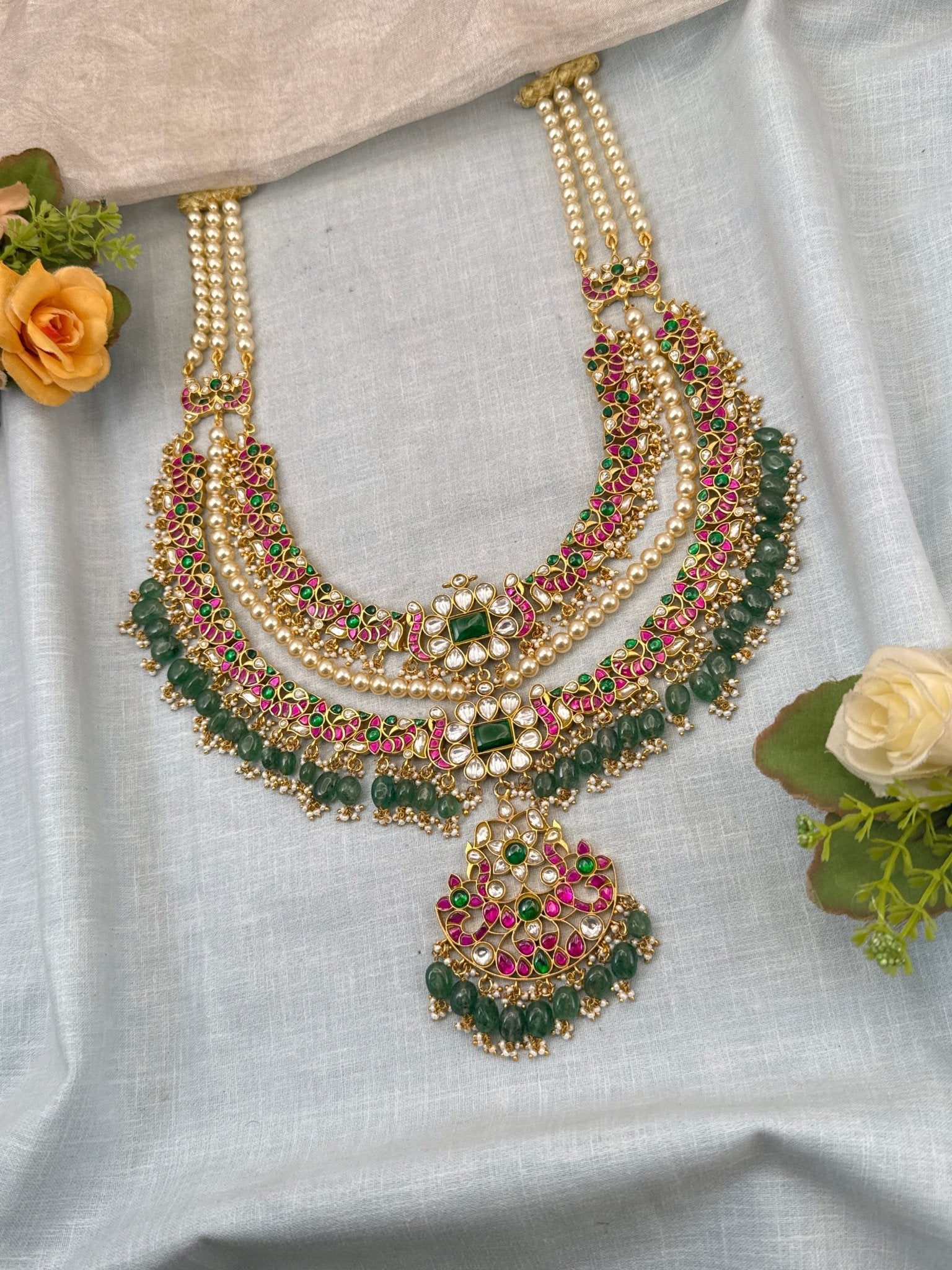 Luxurious Jadau Kundan Long Necklace Set 654 - Mahilas