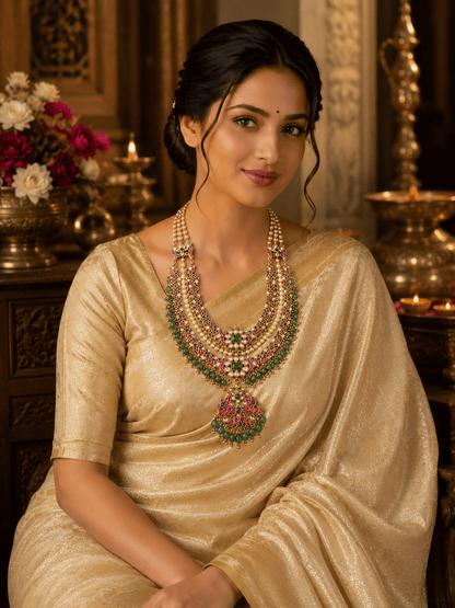 Luxurious Jadau Kundan Long Necklace Set 654 - Mahilas
