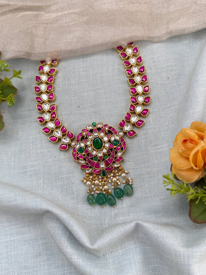 Luxurious Jadau Kundan Lotus Short Necklace Set 0979 - Mahilas