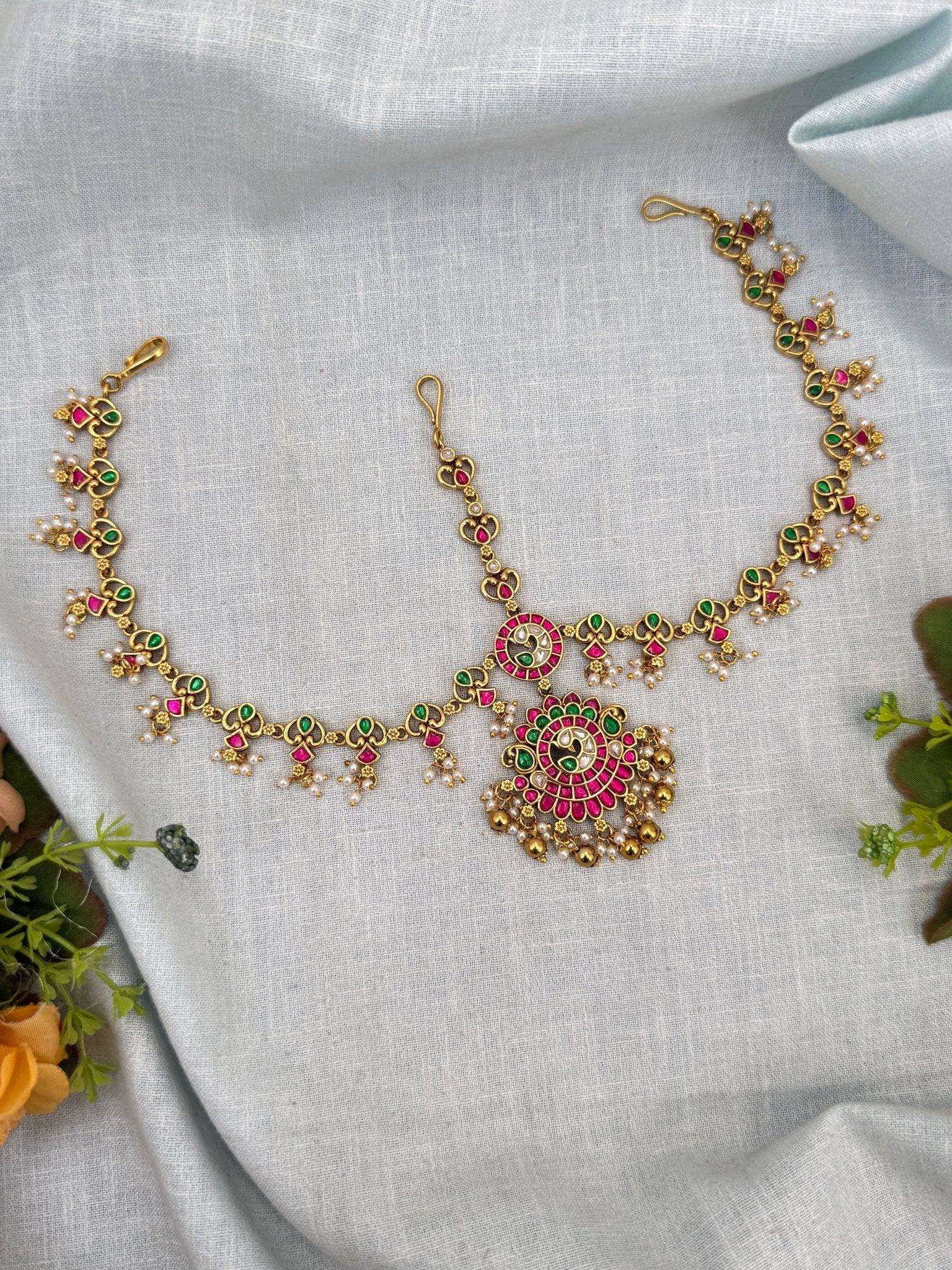 Luxurious Jadau Kundan Maang Tikka Mathapatti 350 - Mahilas
