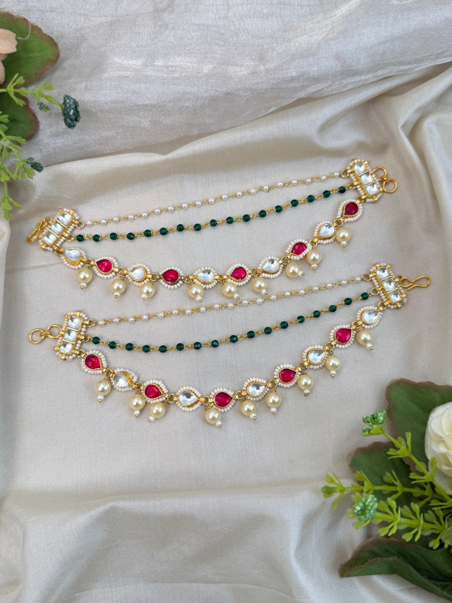 Luxurious Jadau Kundan Maatal Earchain 283 - Mahilas
