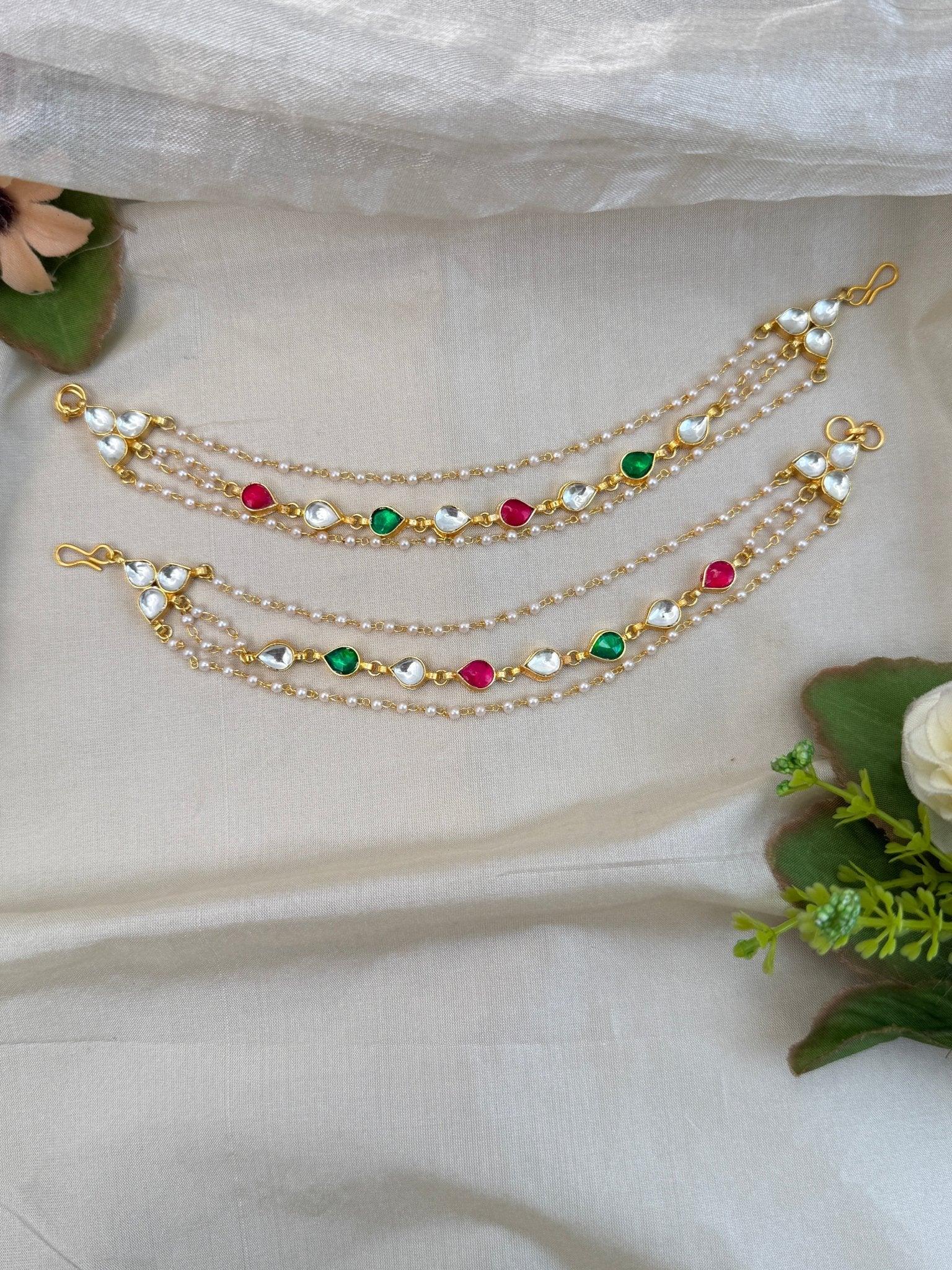 Luxurious Jadau Kundan Maatal Earchain 285 - Mahilas