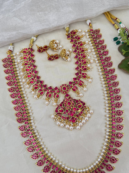 Luxurious Jadau Kundan Mango Bridal Necklace Set 620 - Mahilas