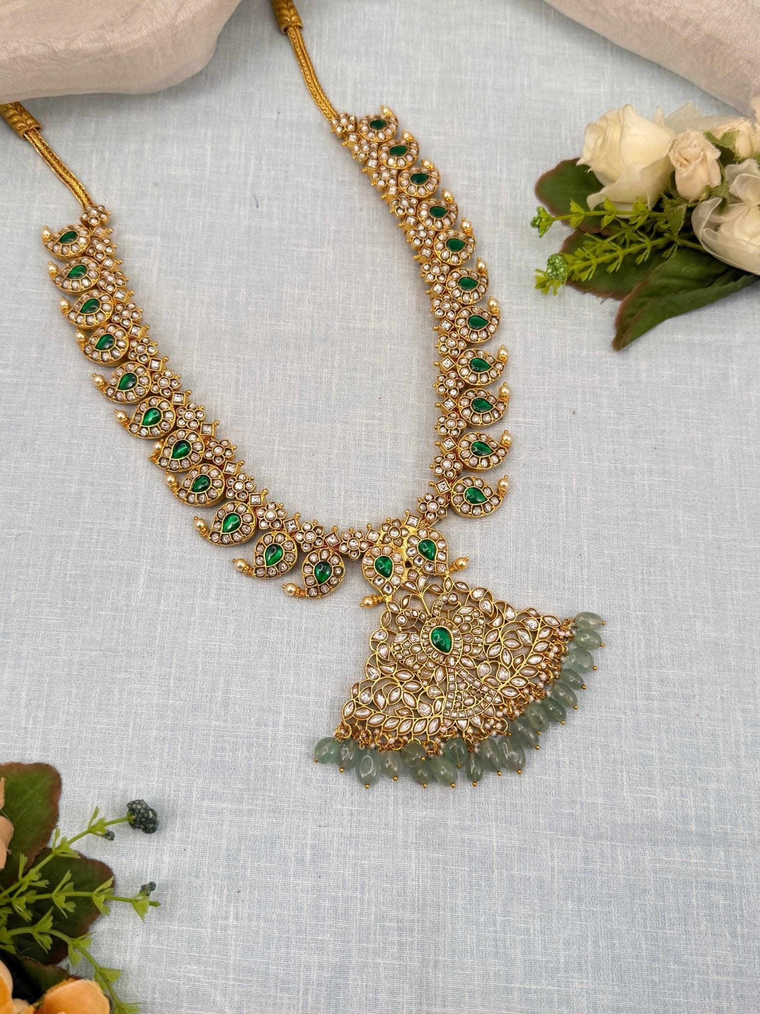 Luxurious Jadau Kundan Mango Necklace 555 - Mahilas