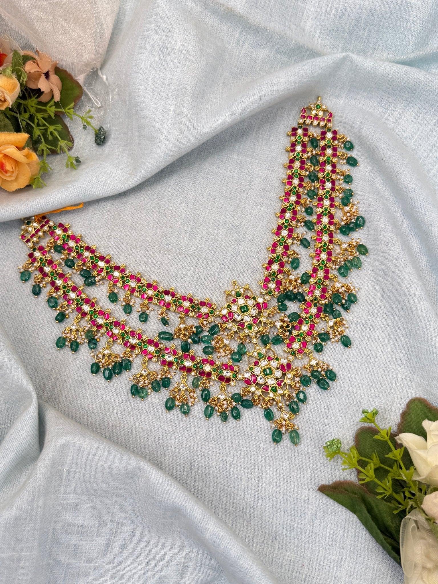 Luxurious Jadau Kundan Necklace & Mathapatti 2 in 1 - 342 - Mahilas