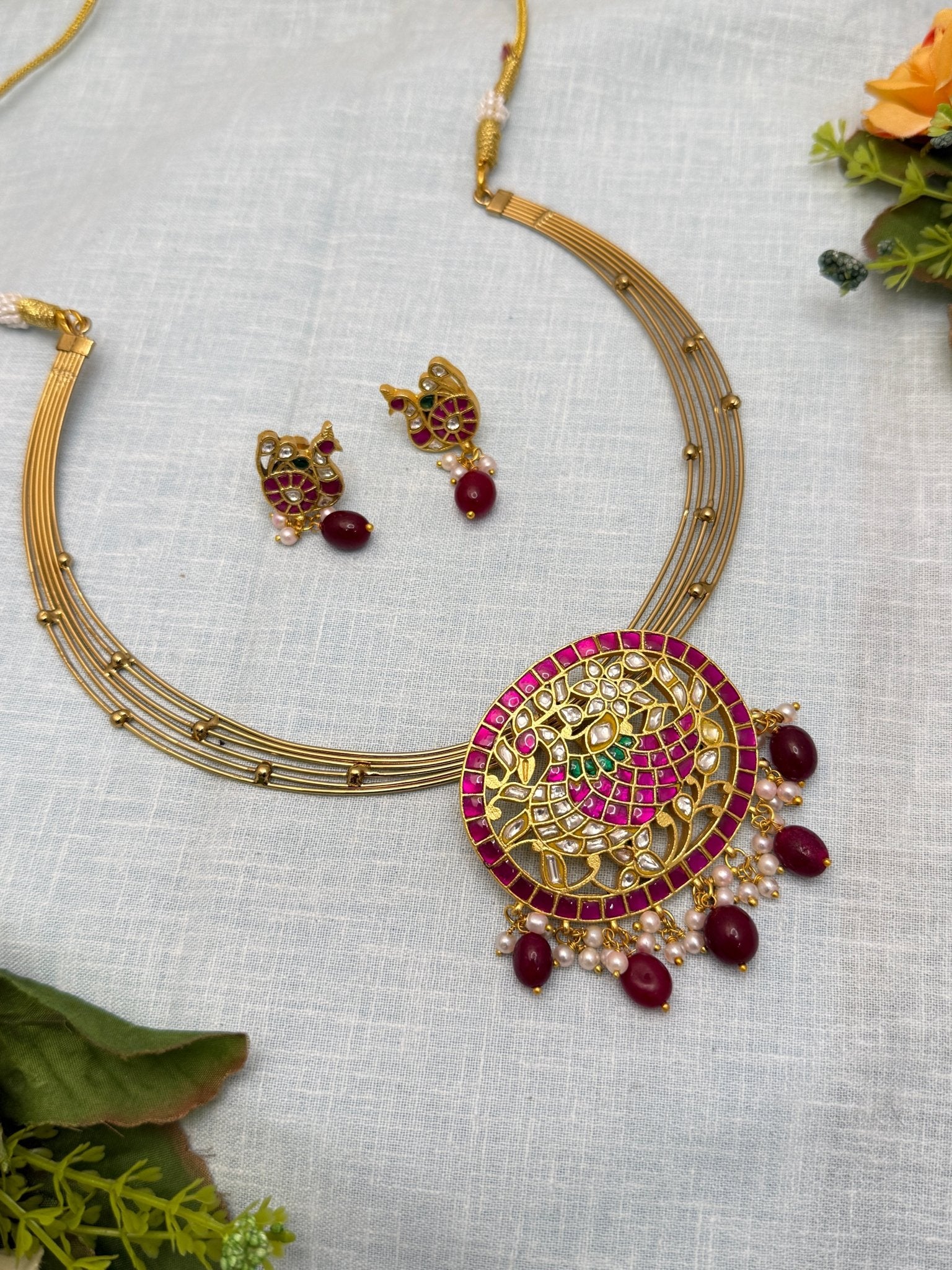 Luxurious Jadau Kundan Necklace Set 471 - Mahilas