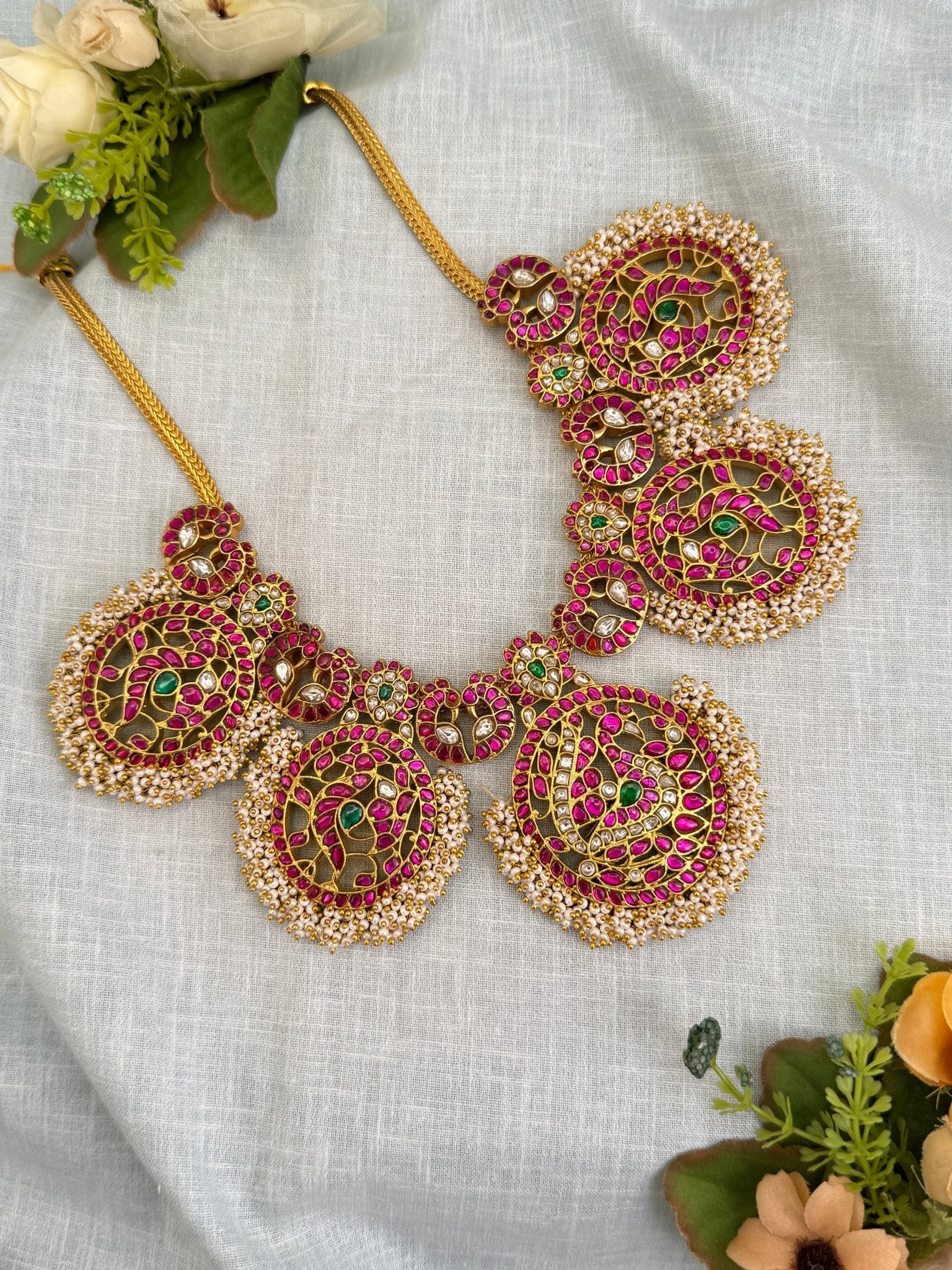 Luxurious Jadau Kundan Necklace Set 488 - Mahilas