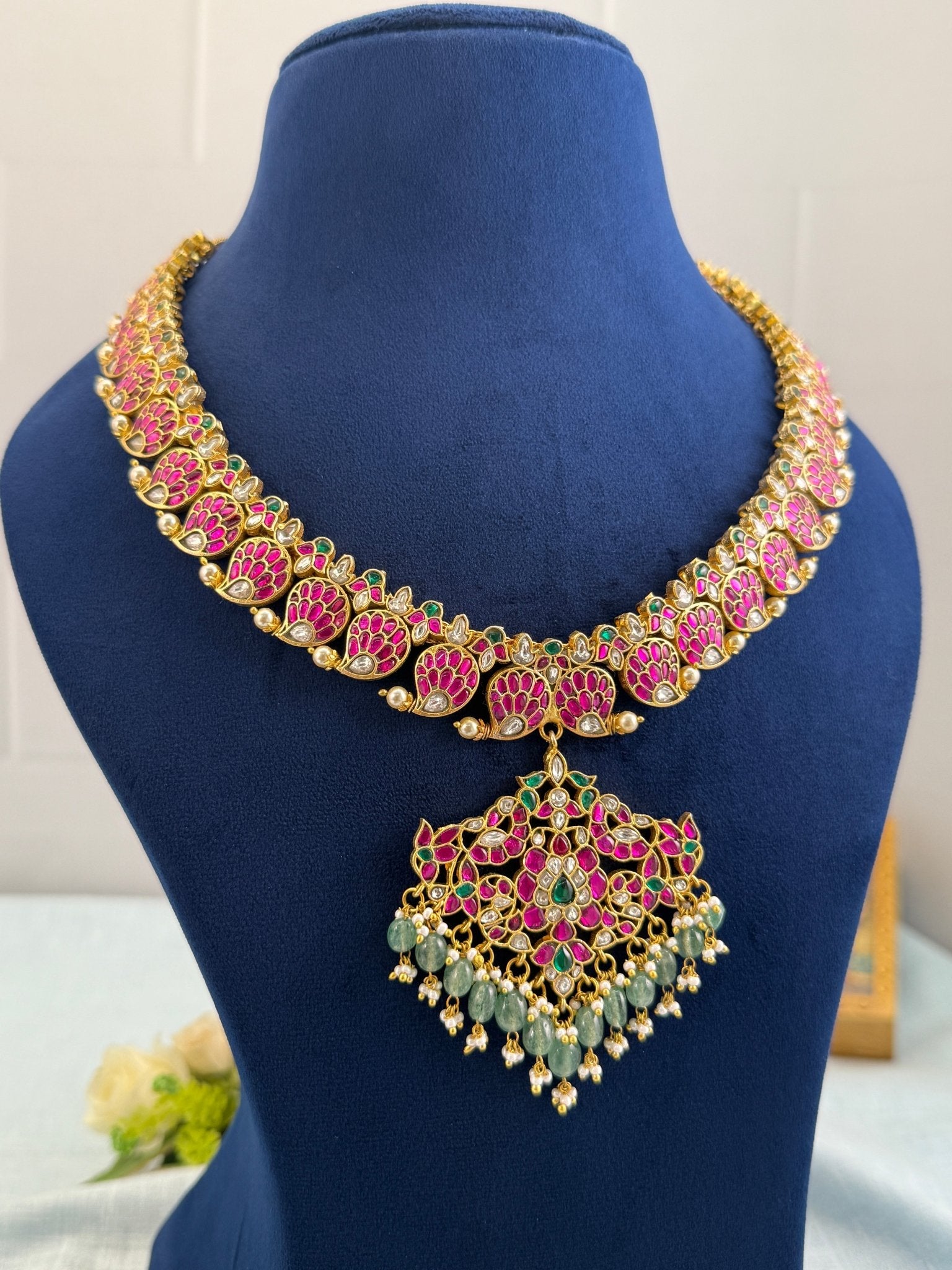 Luxurious Jadau Kundan Necklace Set 490 - Mahilas