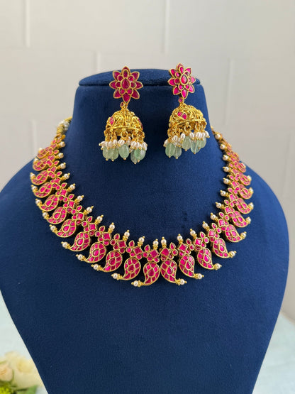 Luxurious Jadau Kundan Necklace Set 491 - Mahilas