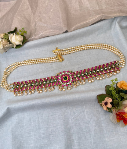 Luxurious Jadau Kundan Pearl Layer Vaddanam Kamarbandh 8109 - Mahilas