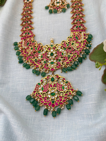 Luxurious Jadau Kundan Premium Long Necklace Set 657 - Mahilas