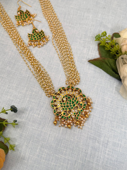 Luxurious Jadau Kundan Reversible Ganda Berunda Pendant 165 - 6 cm with Pearl Chain - Mahilas