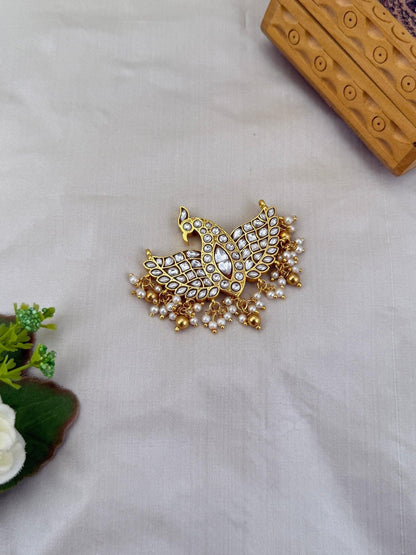 Luxurious Jadau Kundan Reversible Garuda Pendant 159 - 4.5 cm - Mahilas