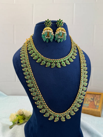 Luxurious Jadau Kundan Semi Bridal Necklace Set 495 - Mahilas