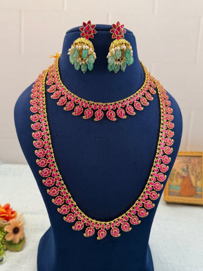 Luxurious Jadau Kundan Semi Bridal Necklace Set 496 - Mahilas