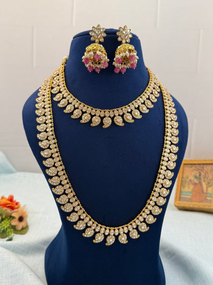 Luxurious Jadau Kundan Semi Bridal Necklace Set 497 - Mahilas