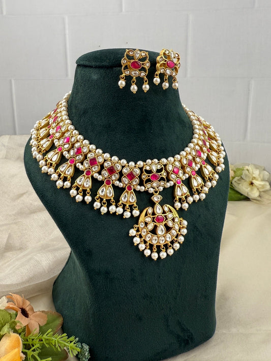 Luxurious Jadau Kundan Short Necklace Set 538 - Mahilas