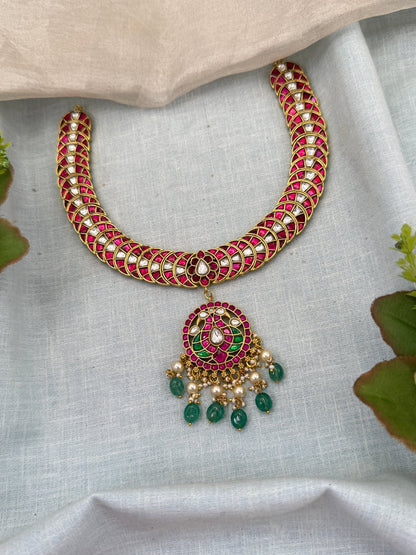 Luxurious Jadau Kundan Short Necklace Set 634 - Mahilas