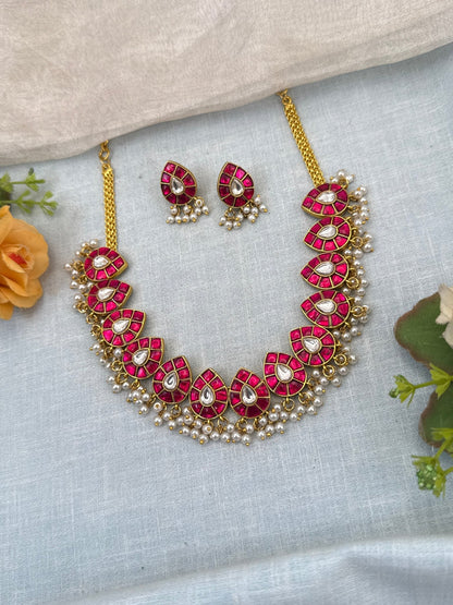 Luxurious Jadau Kundan Short Necklace Set 655 - Mahilas