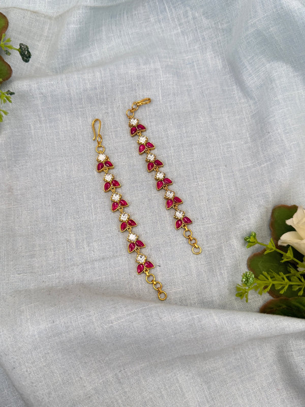 Luxurious Jadau Kundan Straight Maatal Earchain 328