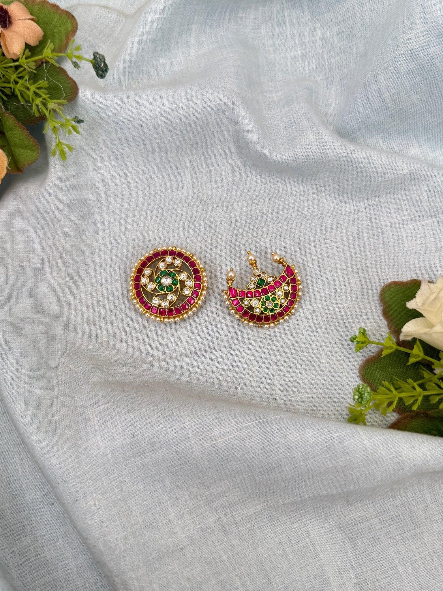 Luxurious Jadau Kundan Surya Chandra Jadebille 469 - Mahilas