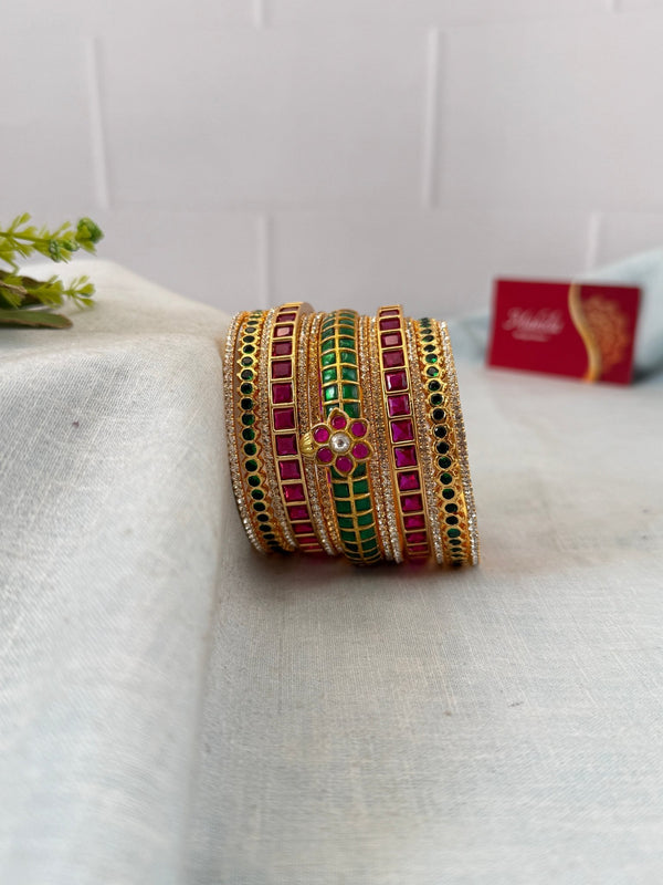 Luxurious Jadau Kundan & Swarna, Sampoorna Stone Bangle Set - 5320