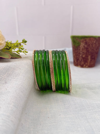 Luxurious Jelly Glass & Stone Bangles Matching Set 5320 - 16 Color Options - Mahilas