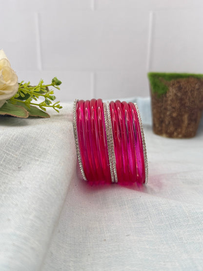Luxurious Jelly Glass & Stone Bangles Matching Set 5320 - 16 Color Options - Mahilas