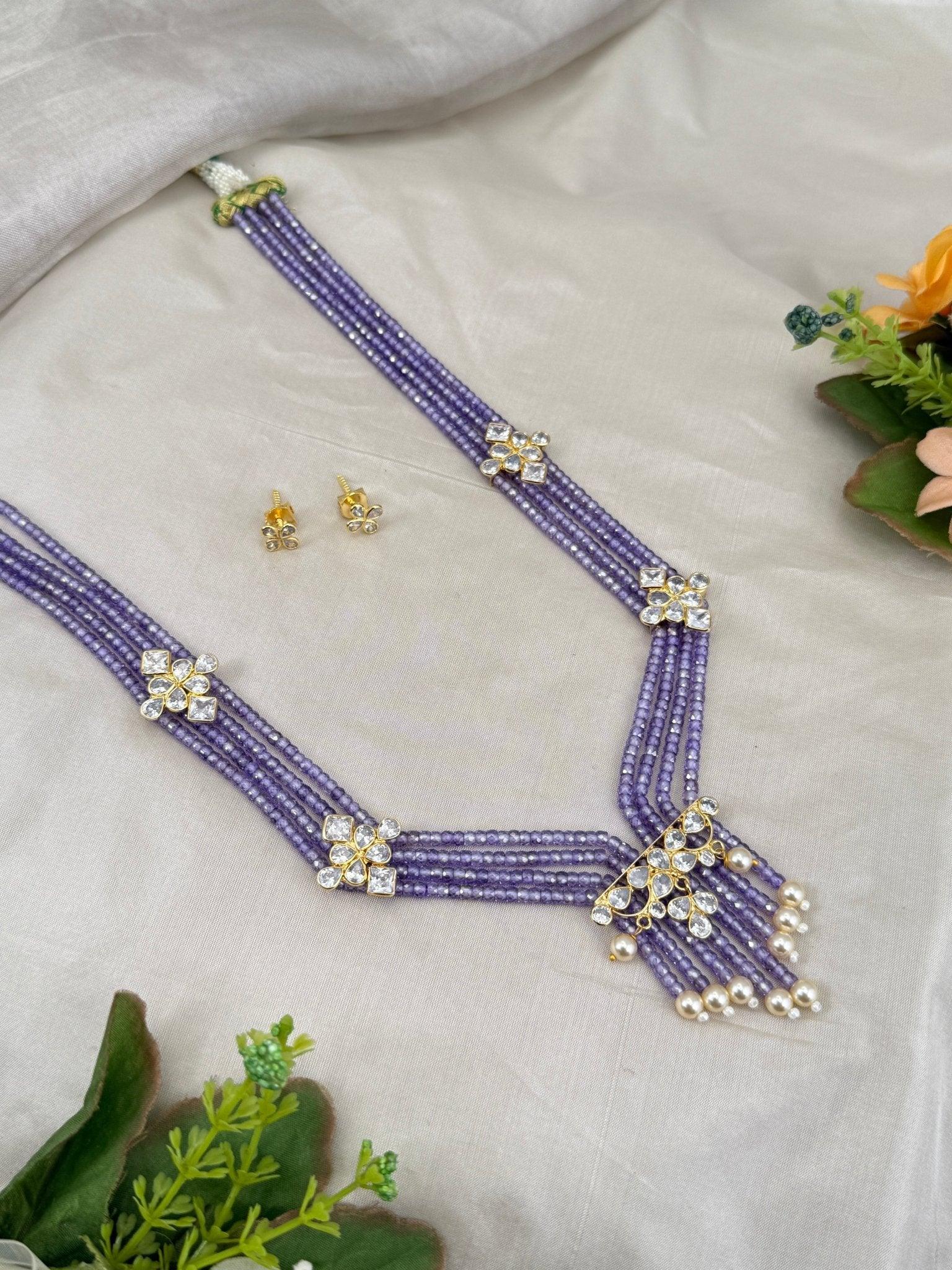 Luxurious Kundan Beads Layer Necklace Set 628 - Mahilas